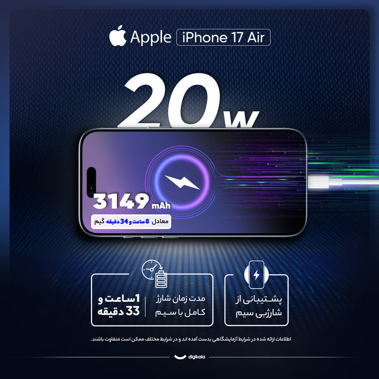 گوشی موبایل اپل مدل iPhone Air ZAA eSim ظرفیت 256 گیگابایت و رم 12 گیگابایت - نات اکتیو